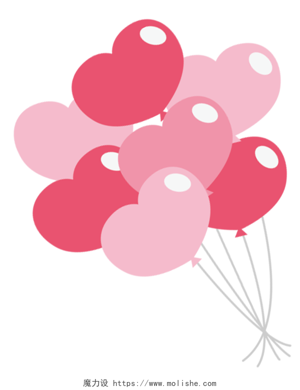  粉色卡通心形气球装饰图案